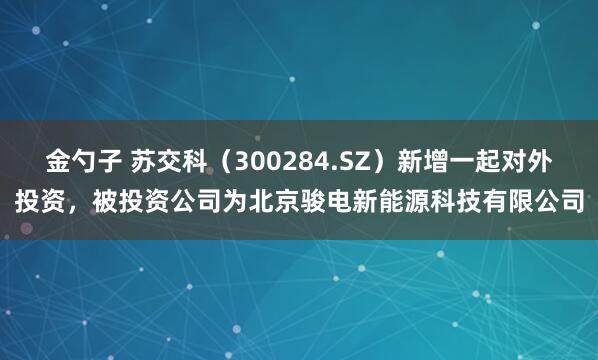 金勺子 苏交科（300284.SZ）新增一起对外投资，被投资公司为北京骏电新能源科技有限公司